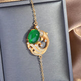 Plated Synthetic Hetian Jade Zircon Sand Carp Bracelet Women
