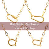 Stainless Steel Women's U Pendant Necklace with Carabiner Snap Hook Charm