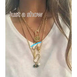 Stainless Steel Women's U Pendant Necklace with Carabiner Snap Hook Charm