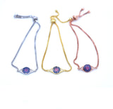 Evil Eye Micro Pave CZ Thin Adjustable Link Chain Bracelet