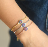 Evil Eye Micro Pave CZ Thin Adjustable Link Chain Bracelet