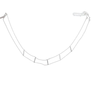 925 Silver Short Bar Charm Choker Necklace for Women
