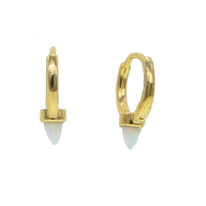 925 Silver Opal Turquoise Spike Huggie Hoop Earring