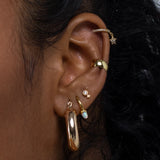 925 Silver Opal Turquoise Spike Huggie Hoop Earring