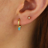 925 Silver Opal Turquoise Spike Huggie Hoop Earring