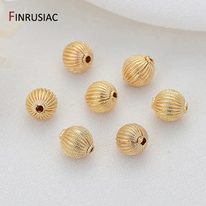 Flower Pattern Plated Round Beads DIY Jewelry Accessories