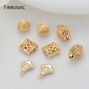 Flower Pattern Plated Round Beads DIY Jewelry Accessories
