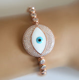Rose Rhodium Big Round CZ Tennis Chain Bracelet for Girl