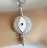Rose Rhodium Big Round CZ Tennis Chain Bracelet for Girl