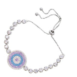 Women's Round Disco Charm CZ Tennis Bracelet
