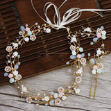 Golden Branches Flower Headband Wedding Hair Accessory