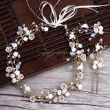 Golden Branches Flower Headband Wedding Hair Accessory