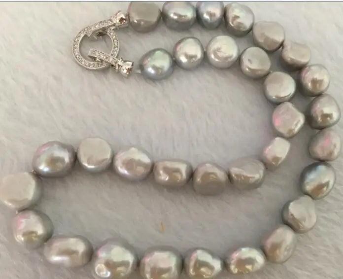 Stunning South Sea Baroque Grey Pearl Necklace 18"