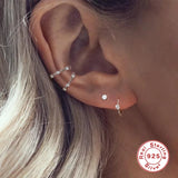 925 Sterling Silver Irregular Thorns Ear Clip with Clear Zircon