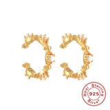 925 Sterling Silver Irregular Thorns Ear Clip with Clear Zircon