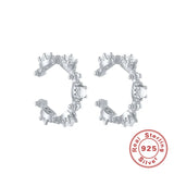 925 Sterling Silver Irregular Thorns Ear Clip with Clear Zircon