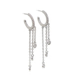 Women Tassel CZ Hoop Earring 925 Sterling Silver Anti Allergy Jewelry