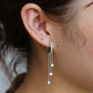 Women Tassel CZ Hoop Earring 925 Sterling Silver Anti Allergy Jewelry