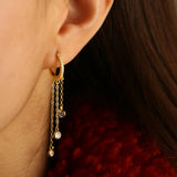 Women Tassel CZ Hoop Earring 925 Sterling Silver Anti Allergy Jewelry