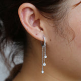 Women Tassel CZ Hoop Earring 925 Sterling Silver Anti Allergy Jewelry