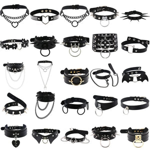 Gothic Egirl PU Leather Spike Choker Necklace