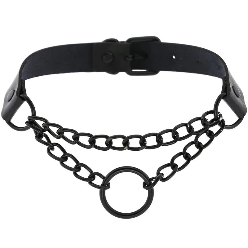 Gothic Egirl PU Leather Spike Choker Necklace