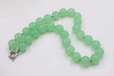 Green Jade Round 12mm 14mm Necklace 17inch Beads Natural Woman