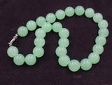 Green Jade Round 12mm 14mm Necklace 17inch Beads Natural Woman