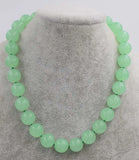Green Jade Round 12mm 14mm Necklace 17inch Beads Natural Woman