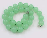 Green Jade Round 12mm 14mm Necklace 17inch Beads Natural Woman