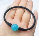 Green Amazonite/Aquamarine 14mm Bracelet 7.5 Inch