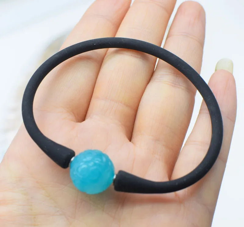 Green Amazonite/Aquamarine 14mm Bracelet 7.5 Inch