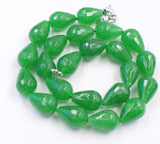Green Agate Drop Faceted 12x16mm Necklace 17in Beads Nature Woman