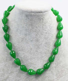 Green Agate Drop Faceted 12x16mm Necklace 17in Beads Nature Woman