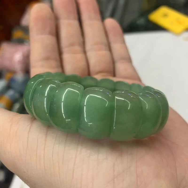 Green Aventurine Jade Stone Beads Bracelet Natural Gemstone Bangle