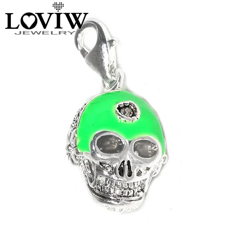 Green Skull Earphone Charm Pendant for Bracelet European Punk Jewelry