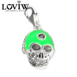 Green Skull Earphone Charm Pendant for Bracelet European Punk Jewelry