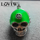 Green Skull Earphone Charm Pendant for Bracelet European Punk Jewelry