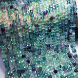 Green Fluorite Loose Beads Square Faceted 4-4.5mm for Jewelry Necklace 14in