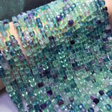 Green Fluorite Loose Beads Square Faceted 4-4.5mm for Jewelry Necklace 14in