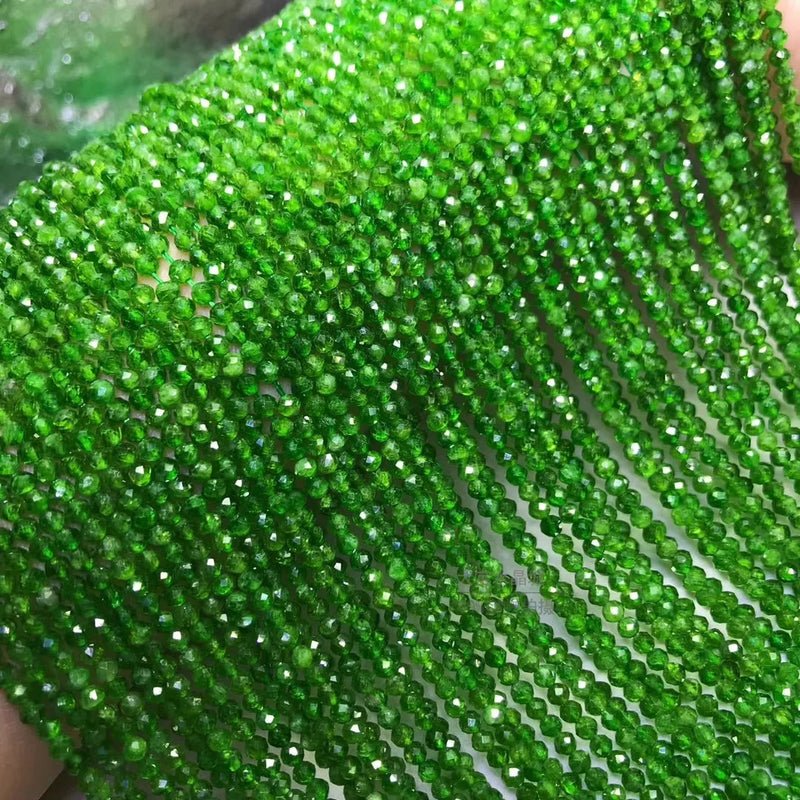 Green Hiddenite Round Faceted 2/3/4mm Nature for Jewelry Necklace
