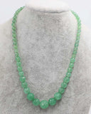 Green Jade Faceted Round 6-14mm Necklace Beads 18inch