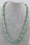 Green Jade Pillar Freshwater Pearl Necklace 19inch