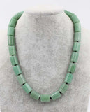 Green Jade Pillar 10x14mm Necklace 18in Beads Nature Woman