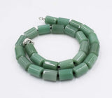 Green Jade Pillar 10x14mm Necklace 18in Beads Nature Woman