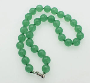 Green Jade Round 12mm Necklace 18 inch Beads Nature