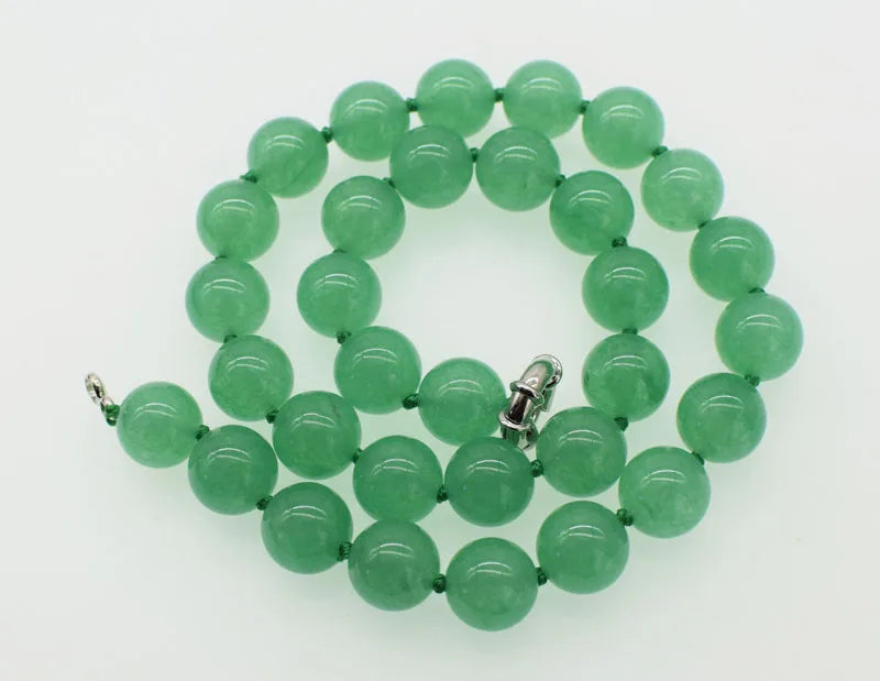 Green Jade Round 12mm Necklace 18 inch Beads Nature