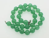 Green Jade Round 12mm Necklace 18 inch Beads Nature