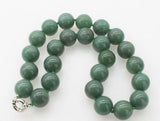 Green Jade Round 14-18mm Necklace 17in Beads Natural Women