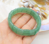 Green Jade Square Bead Bracelet 7.5 Inch
